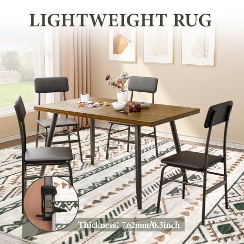 Area Rug Living Room Rugs 8x10 - Large Soft Boho Geometric Rug, Non-Slip Foldable Washable Rugs Non Shedding Morden Indoor Floor Carpet for Living Room Bedroom Office Dining Room(Brown Green,8'x10')