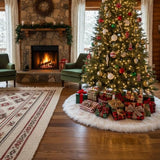 48 Inch White Faux Fur Christmas Tree Skirt, Luxury Plush Tree Base Cover for Holiday Party and Home Christmas Decor