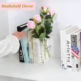 Book-Shaped Vase for Flowers, Book Lovers Gifts, Aesthetic Room Decor Cute Flowers Vases & Must-Have for Home, Bookshelf, Bedroom & Office Decor for Women & Teacher Gift - Like Mothers Day (Clear)