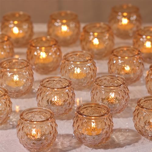 48 Pcs Gold Votive Candle Holders Round Glass Candle Holders Bulk