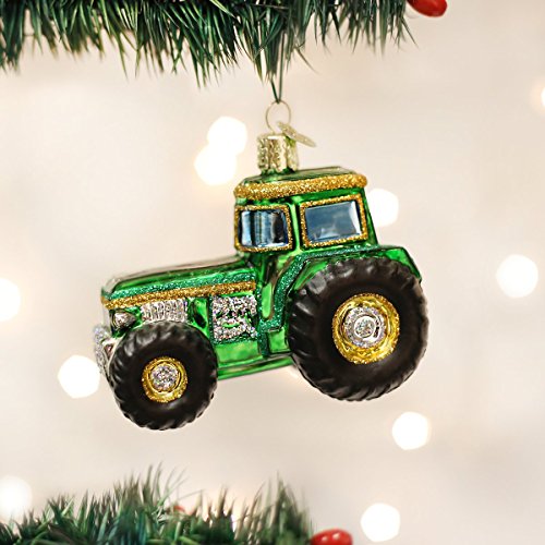 Old World Christmas Tractor Glass Blown Ornament for Christmas Tree, Handcrafted Holiday Decoration, Tools Collection