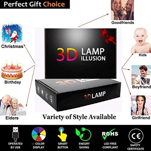 Creative 3D Cat Night Light 16 Colors Changing USB Power Remote Control Touch Switch Decor Lamp Optical Illusion LED Table Desk Lamp