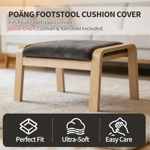 Poang Ottoman Cushion Cover,Armchair Replacement Covers Fits Poang Footstool,Covers Only,Cushion Not Included (Grey)
