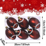 6Pcs Classic Football Baseball Xmas Ball Ornaments, Collection Sports Theme Tree Decor, Christmas Tree Skirt Decoration Supplies (Red)