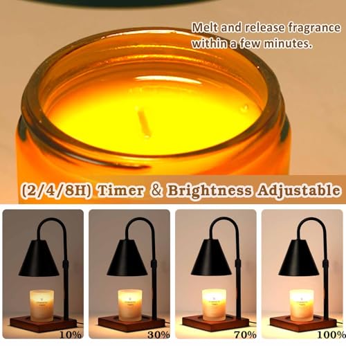 Modern Candle Warmer Lamp with Timer, Dimmable Candle Lamp Warmer, Mothers Day Birthday Gifts for Women Men, Black Candle Warmer, Adjustable Candle Light Warmer, Cozy Living Room Bedroom Home Decor
