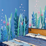 Amaonm 3D Under The Sea World Seaweed Grass Wall Decals, Removable Ocean Nature Scenery Baseboard Stickers DIY Art Decor for Wall Corner Nursery Bathroom Bedroom Living Room Kids Room Home Decor