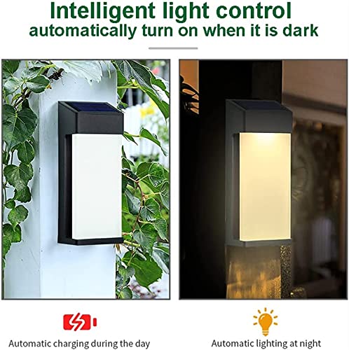 2-Pack Solar Wall Lamp Outdoor Garden Wall Lights Modern Solar Porch Wall Lights Outside Lanterns Wall Mounted Lamp for Villa Courtyard Balcony Foyer Entrance Corridor Patio Garage