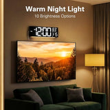 JALL 16" Large Digital Wall Mount Clock, Count Down Timer, Alarm, Big LED, RGB Color, DST, Temperature for Living Room Classroom Desk, Xmas, Birthday Gift for Senior Mom Dad (Black, 16 inches)