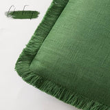 Foindtower Decorative Linen Fringe Throw Pillow Covers 22×22 Forest Green