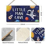 ZIEYOMI- Little Man Cave Sign Space Boys Room Decor, Astronaut Theme Bedroom Nursery Decor Hanging Wall Art, Wooden Plaque Outer Space Decorations for Toddler Boys Room Kids Playroom