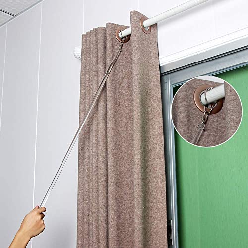 2 Pack Curtain Pull Rod with Metal Snap Invisible Clear Curtain Push Wand for Drapery and Grommet Curtains 1/2 Inch Wide (Acrylic, 40 Inch)