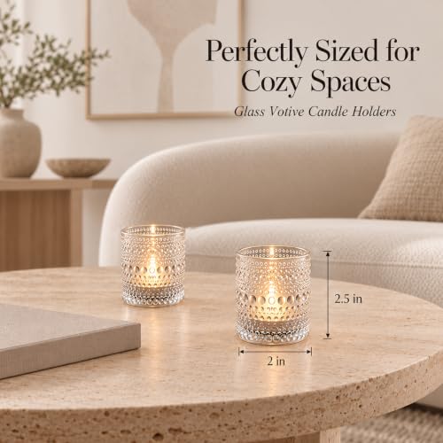 12 Pack Votive Candle Holders, Clear Tea Light Candle Holders for Home