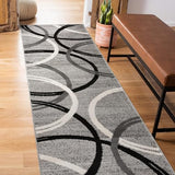 Rugshop Wavy Circles Fade-Resistant Living Room Runner Rug Gray 2' x 10'