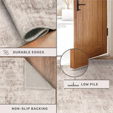Hazo Haus Farmhouse Area Rugs for Living Room, 8x10 Washable Abstract Rug for Bedroom, Dining Room Under Table and Home Office, Ultra-Soft Low Pile Design, Stain Resistant (Beige/Brown/Peach)