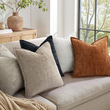 decorUhome Chenille Fall Throw Pillow Covers 18x18 Set of 2, Soft Textured Slubby Modern Decorative Pillow Covers with Elegant Design for Couch, Sofa, Living Room, Oatmeal