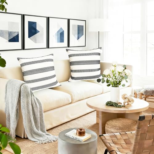 Decorative Throw Pillow Covers Set of 2 Black pillow covers 16x16 inch