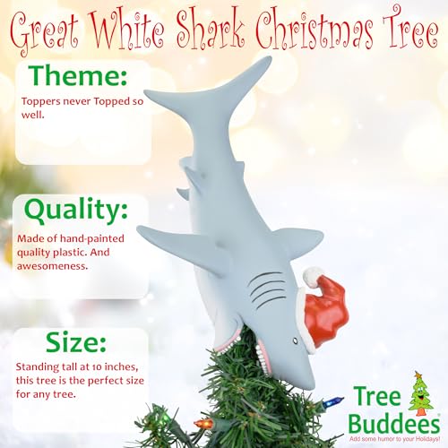 Tree Buddees Great White Shark Christmas Tree Topper - Large 10"