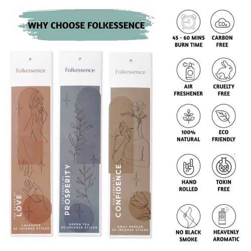 Folkulture Incense Sticks (120 Sticks) | Set of 6 Premium Incense For Manifesting, Aromatherapy, Gifts | No Charcoal,Organic, Non Toxic, 45 Mins, Long Burning Frankincense, Coffee, Mint Insence-Sticks