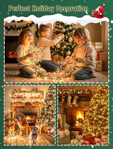 Hopolon Clear Christmas Lights Set 2 Pack 50 Count 13 Feet Incandescent Bulb Green Wire Mini String Lights for Indoor Outdoor Christmas Tree Garland Birthday Wedding Festival Decoration, Warm White
