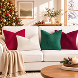 Simmore Christmas Soft Green Flannel Throw Pillow Covers 12X20 Set of 2