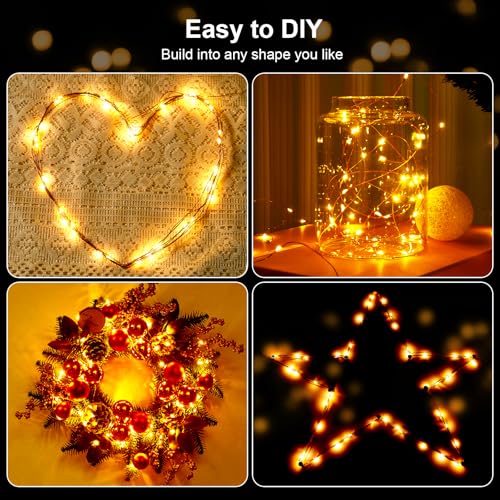 Ariceleo 1 Pack 16.4ft Battery Operated String Lights with Timer, Warm White with Synchronized Twinkle Mode, Fairy Lights Battery Powered, 50 LEDs, Idea for Christmas Bedroom Party Wedding