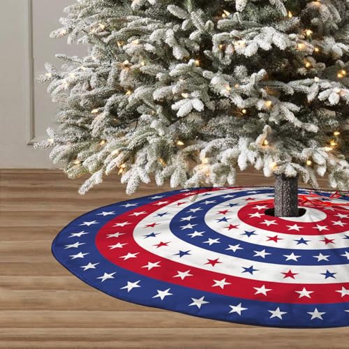 4th of July Decoratios for Tree Skirt Gnome Stars Patriotic America Memorial Day 36in Holiday Tree Skirt Decor for Party Indoor Home