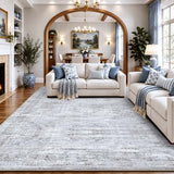 Area Rugs for Living Room Bedroom 10x12 Washable Non-Slip, Grey