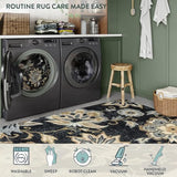 Lahome Floral Black Small Runner Rug - 2x4 Area Rug Non-Slip Low-Pile Washble Entryway Runner Rug Throw Stain Resistant Kitchen Rugs, Paisley Print Accent Carpet Runners for Bedroom Bathroom Laundry