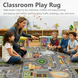 Car Rug Play Mat Road Rug,Kids Carpet Playmat Rugs City Life Great for Playing with Cars and Toys,Children Educational Race Track Rugs with Non-Slip Rubber Backing for Playroom Bedroom Classroom