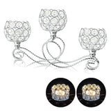 Gold/Silver Metal Crystal Tea Light Candle Holder, Elegant Wedding Table Centerpiece 3/5 Arm Crystal Candle Holder, Christmas Votive Candle Holder for Wedding Living Room Decor (Silver, 1pc-3 Arm)