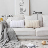 UGASA Velvet 12x20 Inch Lumbar Throw Pillow Cover, Both Sides Corduroy Striped, Soft Solid Decorative Rectangular Cushion Case for Couch/Bedroom/Car, 1 Piece, Cream