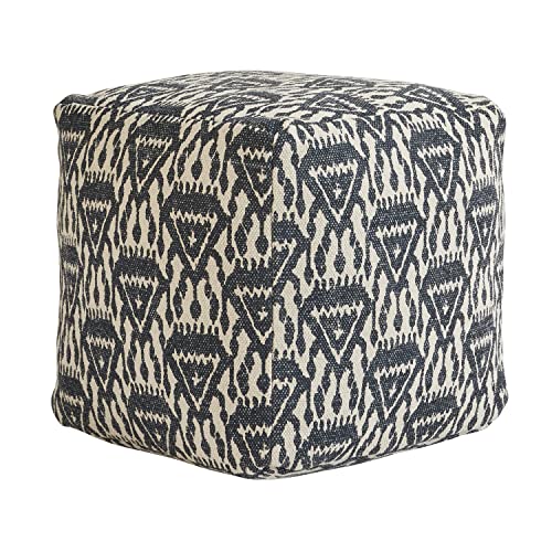 47th & Main Modern Footstool, Blue Accent Pouf