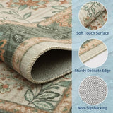GarveeHome 5x7 Area Rug Sage Green Washable Rugs for Living Room Bedroom, Soft Low Pile Non Slip French Country Floor Mat Botanical Floral Print Throw Rug Indoor Carpet Dining Room Playroom