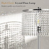 【Upgraded】 Dimmable Crystal Floor Lamps for Living Room, 1000LM LED Bulb Included, Standing Lamp with Knob Switch, Tall Silver Modern Floor Lamp for Bedroom Nursery Office Reading