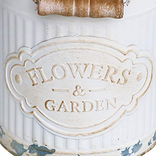 Yoillione Milk Jug, Farmhouse Vase, Decor with Handle - White Metal Vase for Artificial Flowers