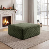 Corduroy Ottoman, Modern Boneless Cloud Foot Rest Foam Support, Oversized Modular Sectional Sofa Rectangel Stool for Living Room, Bedroom & Small Spaces, No Assembly Required (Green, Ottoman)