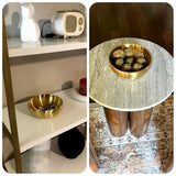 7.4 inch Gold Decorative Bowl for Home Decor - Modern Fruit Bowl for Kitchen Counter, Key Catch All & Entryway Table Centerpiece, Stylish Golden Finish