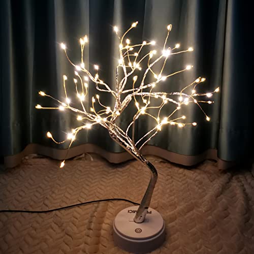 pete mici 108 LED Tabletop Bonsai Tree Light, 8 Modes 20’’ Warm White Artificial Fairy Light, Battery/USB Operated Twinkling Tree Lamp for Christmas Wedding Home Decoration