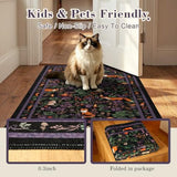 nesrt Animal Print Runner Rugs for Hallway 3x10ft Non Slip, Washable Fantasy Jungle Fox Kitchen Runners, Long Fantasy Floor Carpet for Entryway Doorway Laundry Room Decor (Black)