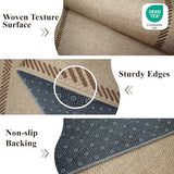 Washable 3x6 Runner Rug Neutral: Non Slip Faux Jute Bordered Geometric Rugs