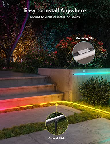 Govee Outdoor Neon Rope Lights, 65.6ft RGBIC IP67 Waterproof Outdoor Decorations with 64 Scene Modes, Music Sync, Flexible LED Lights, Neon Lights Work with Alexa, Google Assistant