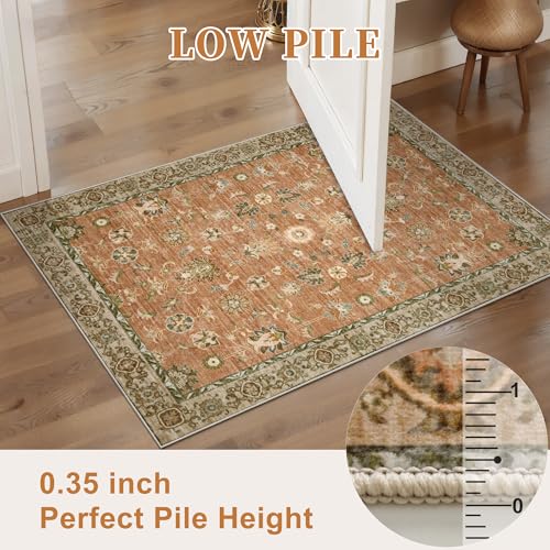 Tangsoo Small 2x3 Washable Entryway Rug,Vintage Terracotta Rug Non Slip