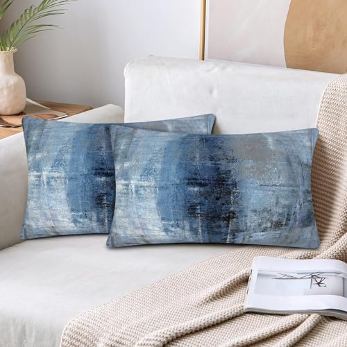 Throw Pillow Covers for Couch, 20x12 Inch, Set of 2, Grey Blue