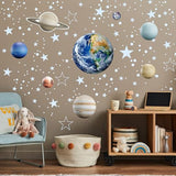 Glow in The Dark Stars Solar System Wall Decals, The Earth Wall Stickers for Bedroom, Baby Nursery Planets Sticker Decoration for Ceiling (Blue)
