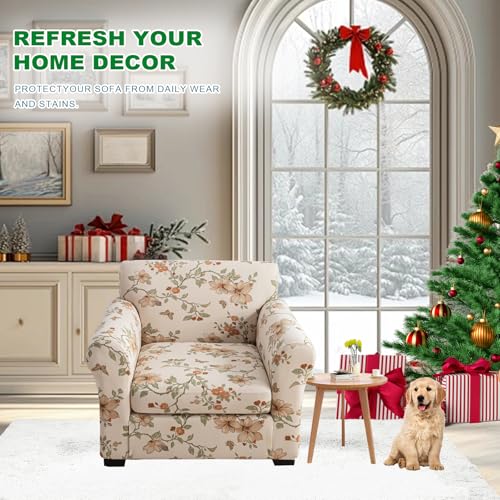 KRFOONN 2 Piece Chair Covers Printed Sofa Covers Couch Covers Washable Armchair Sofa Couch Slipcover Furniture Protector with Elastic Bottom for Living Room (Armchair, 57), Small