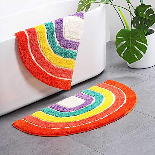 ZaH Rainbow Semi-Circle Mat for Front Door Bath Home Decorative Carpet Soft Area Rug for Bedroom Living Room Kids Playroom