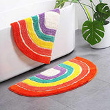 ZaH Rainbow Semi-Circle Mat for Front Door Bath Home Decorative Carpet Soft Area Rug for Bedroom Living Room Kids Playroom