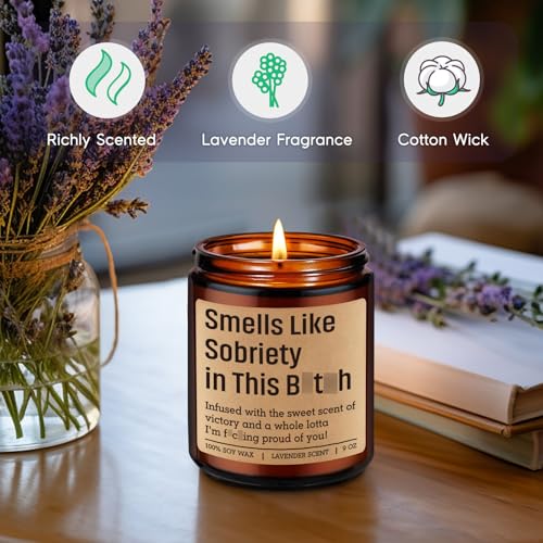 GSPY Smells Like Sobriety Candle - Sobriety Gifts for Women, Men - 2 Year Anniversary, 1 Year Sober Gifts Ideas - Funny Birthday, Sober Celebration, Recovery, Proud of You Present for Her, Him