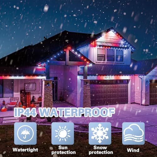 LAMPHOME Red White and Blue Patriotic String Lights, 66ft 200LED 4th of July Lights Plug in, 16 Modes with Timer Outdoor String Lights for Independence Day Memorial Day Patriotic Tree Holiday Decor
