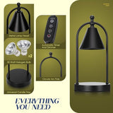 Candle Warmer Lamp with Timer, Electric Black Candle Warming Light for Bedroom, Dimmable Wax Melts Warmer for Home Decor Beside Lamp Gifts for Women (2 Bulbs Included)